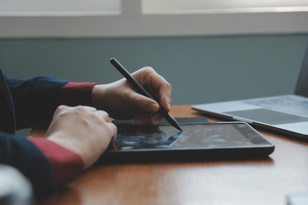 Animation workspace with drawing tablet and timeline